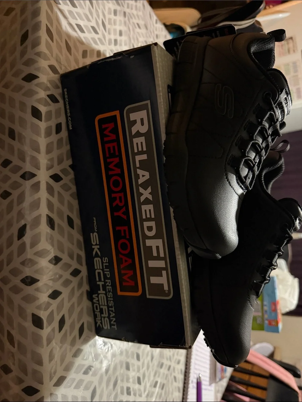 Skechers Men's Black Relaxed-Fit Athletic Lace-Up Shoe